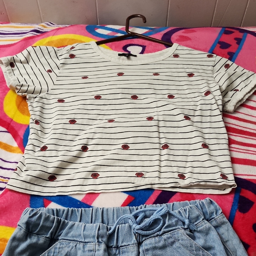 Striped T-Shirt with Red Dots